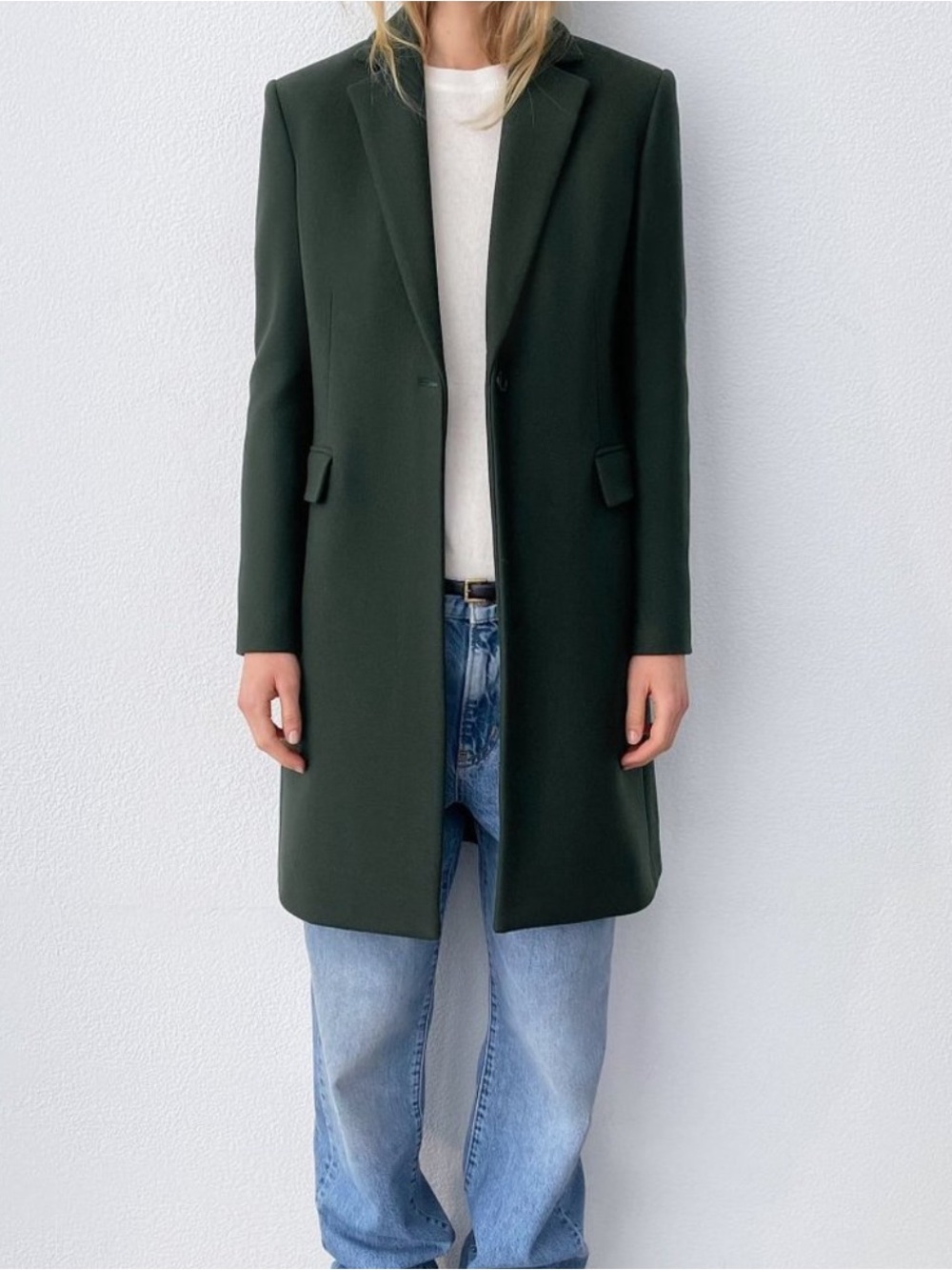 Zara women  menswear style coat, bottle green size M